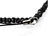 Black Spinel Beaded Stainless Steel Phone Wrist Strap