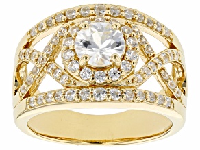 White Zircon 18k Yellow Gold Over Sterling Silver Ring 2.04ctw