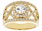 White Zircon 18k Yellow Gold Over Sterling Silver Ring 2.04ctw