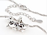 Multi-Color Lab Created Sapphire Sterling Silver Dog Prayer Box Pendant With Chain .60ctw