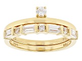 White Zircon 18k Yellow Gold Over Sterling Silver Stackable Rings Set Of 2 0.79ctw