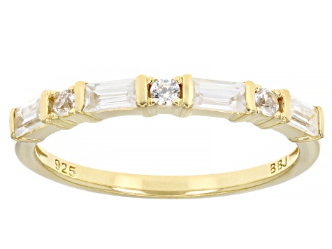 White Zircon 18k Yellow Gold Over Sterling Silver Stackable Rings Set Of 2 0.79ctw