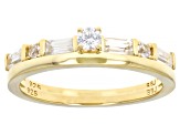 White Zircon 18k Yellow Gold Over Sterling Silver Stackable Rings Set Of 2 0.79ctw