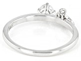 White Zircon Rhodium Over Sterling Silver Heart Charm Initial "C" Ring 0.35ct