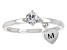 White Zircon Rhodium Over Sterling Silver Heart Charm Initial "M" Ring 0.35ct