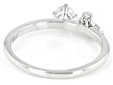 White Zircon Rhodium Over Sterling Silver Heart Charm Initial "M" Ring 0.35ct