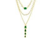 Green Onyx 18k Yellow Gold Over Brass 16-20" Layered Necklace 4.26ctw