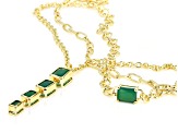 Green Onyx 18k Yellow Gold Over Brass 16-20" Layered Necklace 4.26ctw