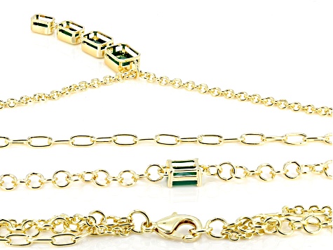 Green Onyx 18k Yellow Gold Over Brass 16-20" Layered Necklace 4.26ctw