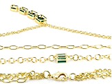 Green Onyx 18k Yellow Gold Over Brass 16-20" Layered Necklace 4.26ctw