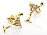 White Zircon 18k Yellow Gold Over Sterling Silver Martini Stud Earrings 0.29ctw