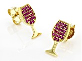 Red Lab Created Ruby 18k Yellow Gold Over Sterling Silver Wine Stud Earrings