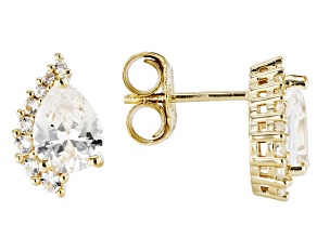 White Lab Created Sapphire 18k Yellow Gold Over Sterling Silver Stud Earrings 3.11ctw