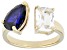Blue Lab Created Sapphire 18k Yellow Gold Over Sterling Silver Ring 4.00ctw