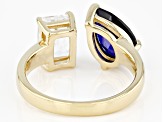 Blue Lab Created Sapphire 18k Yellow Gold Over Sterling Silver Ring 4.00ctw