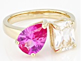 Pink Lab Created Sapphire 18k Yellow Gold Over Sterling Silver Ring 4.00ctw