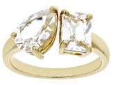 White Lab Created Sapphire 18k Yellow Gold Over Sterling Silver Ring 4.00ctw