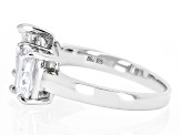 White Lab Created Sapphire Rhodium Over Sterling Silver Ring 4.00ctw