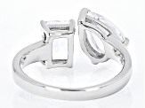 White Lab Created Sapphire Rhodium Over Sterling Silver Ring 4.00ctw