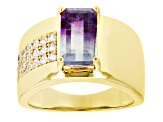 Bi-Color Fluorite 18k Yellow Gold Over Sterling Silver Ring 3.02ctw