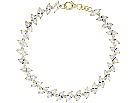 Marquise Lab Created White Sapphire 18k Yellow Gold Over Sterling Silver Bracelet 14.14ctw