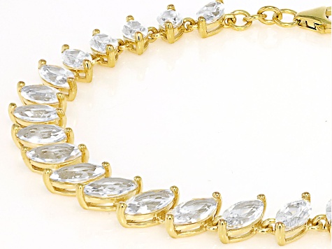 Marquise Lab Created White Sapphire 18k Yellow Gold Over Sterling Silver Bracelet 14.14ctw