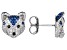 Blue Lab Created Spinel Rhodium Over Sterling Silver Husky Stud Earrings 1.22ctw