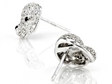 White Zircon Rhodium Over Sterling Silver Bichon Frise Stud Earrings 1.50tw