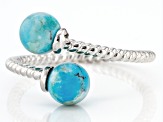 Blue Composite Turquoise Rhodium Over Sterling Silver Bypass Ring