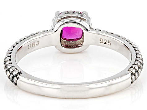 Red Lab Created Ruby Rhodium Over Sterling Silver Ring 0.51ct