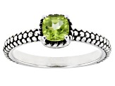Green Peridot Rhodium Over Sterling Silver Ring 0.51ct