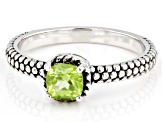 Green Peridot Rhodium Over Sterling Silver Ring 0.51ct