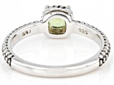 Green Peridot Rhodium Over Sterling Silver Ring 0.51ct