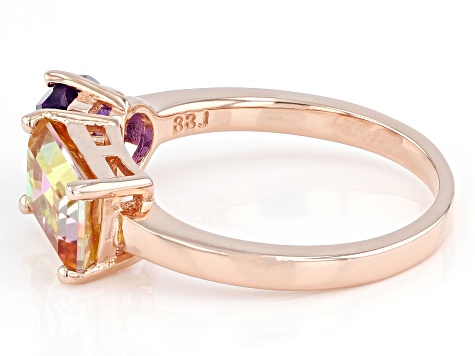 Multi Color Quartz 18k Rose Gold Over Sterling Silver Ring 2.40ctw