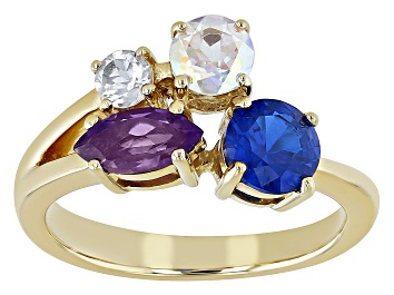 Picture of Blue Lab Created Spinel 18k Yellow Gold Over Sterling Silver Ring 1.93ctw