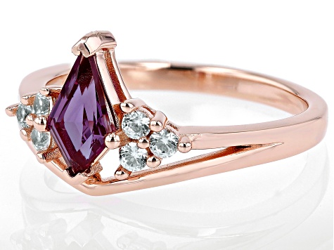 Purple Lab Created Color Change Sapphire 18k Rose Gold Over Sterling Silver Ring 0.98ctw