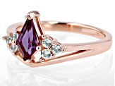 Purple Lab Created Color Change Sapphire 18k Rose Gold Over Sterling Silver Ring 0.98ctw