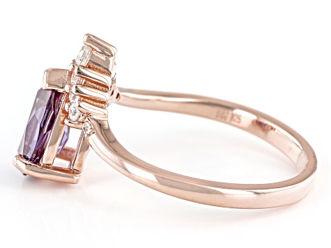 Purple Lab Created Color Change Sapphire 18k Rose Gold Over Sterling Silver Ring