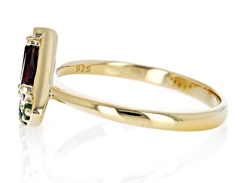 Red Garnet 18k Yellow Gold Over Silver Watermelon Ring 1.09ctw