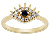 Black Spinel 18k Yellow Gold Over Sterling Silver Evil Eye Ring .38ctw