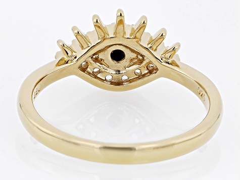 Black Spinel 18K Yellow Gold Over Sterling Silver Evil Eye Ring .38ctw