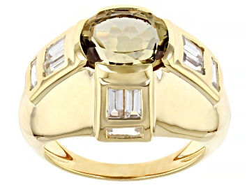 Picture of Champagne Quartz 18k Yellow Gold Over Sterling Silver Ring 3.57ctw