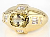 Champagne Quartz 18k Yellow Gold Over Sterling Silver Ring 3.57ctw