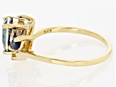 Blue Quartz with Lab Blue Sapphire & White Zircon 18k Yellow Gold Over Silver Ring 1.21ctw