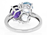 Purple African Amethyst Rhodium Over Sterling Silver Ring 3.34ctw