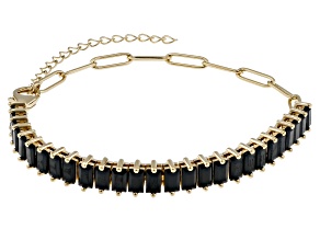 Black Spinel 18k Yellow Gold Over Sterling Silver Paperclip Bracelet 7.36ctw