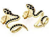 Black Spinel 18k Yellow Gold Over Sterling Silver Snake Climber Cuff Earrings 0.63ctw