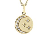 White Zircon 18k Yellow Gold Over Sterling Silver Moon Pendant with Chain