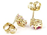 Red Lab Created Ruby 18k Yellow Over Silver Earrings 1.34ctw