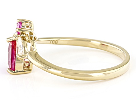 Red Lab Created Ruby 18k Yellow Gold Over Silver Ring 1.23ctw